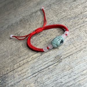 Natural Myanmar Jade/Burmese Jade Braided Bead Bracelets, Red String Bracelet.